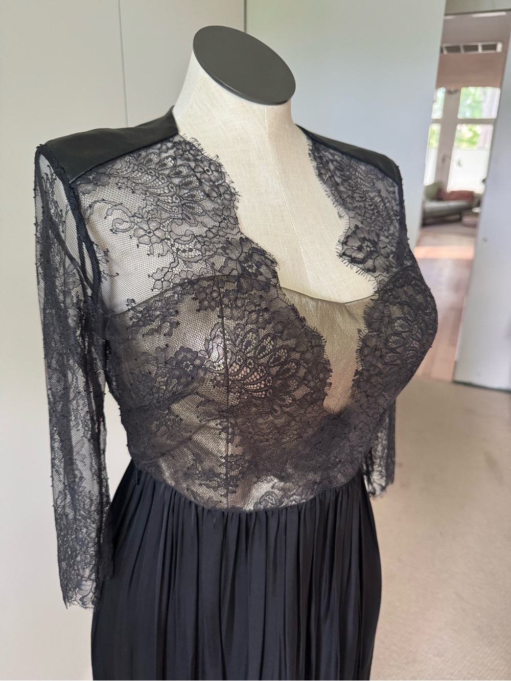 Catherine Deane Lace Leather Silk Dress 12 - Picture 2 of 11